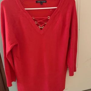Stunning Red with gold accents sweater!❣️